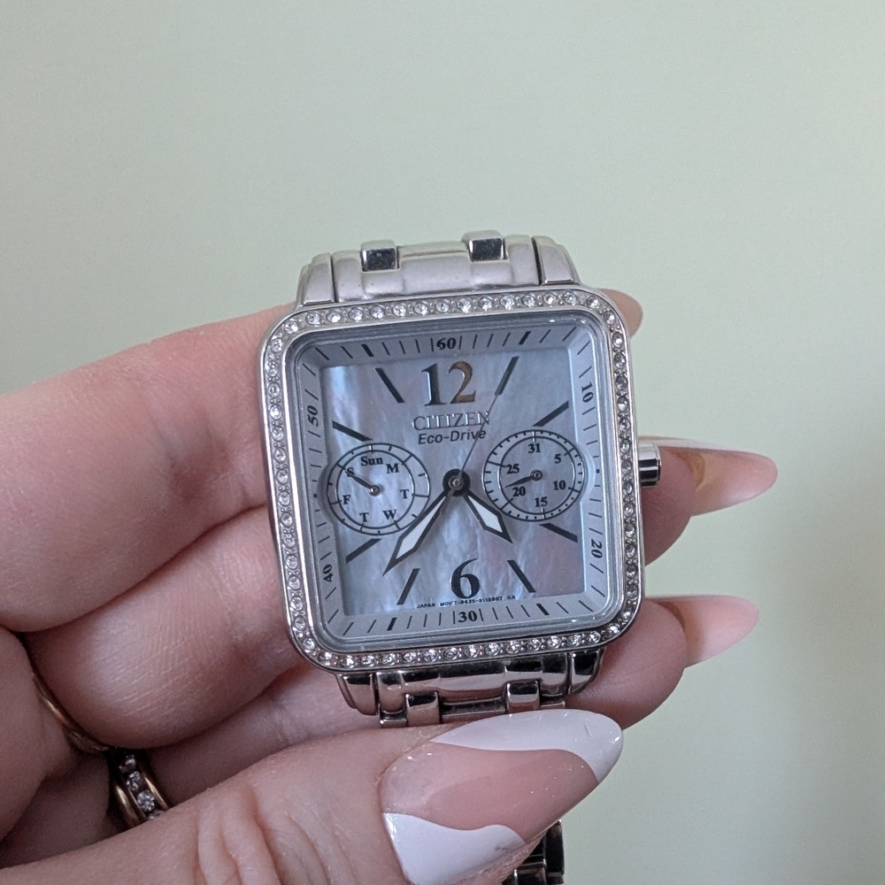 Citizen Mother Of Pearl Eco Drive Silver Square Watch - Picture 13 of 17